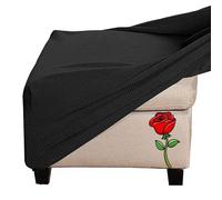 Jacquard Velvet Ottoman Footstool Cover - Slipcover for Square, Rectangle, Round Footstools - Small & Large Sizes - Stretch Fit (Color: @05, Size: Square)