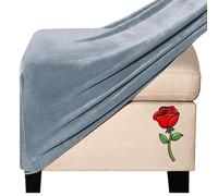 Jacquard Velvet Ottoman Footstool Cover - Slipcover for Square, Rectangle, Round - Small, Large - Stretch Fit