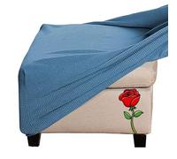 Jacquard Velvet Ottoman Footstool Cover - Slipcover for Square, Rectangle, Round - Small, Large - Stretch Fit