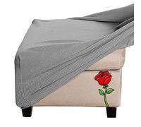 Jacquard Velvet Ottoman Footstool Cover - Stretch Fit for Square, Rectangle, Round Footstools - Small to Large Sizes - Color: @09