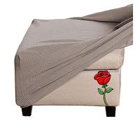 Jacquard Velvet Ottoman Footstool Cover - Stretch Fit, Square, Rectangle, Round, Small, Large - Color: @01, Size: Square