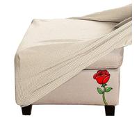 Jacquard Velvet Ottoman Footstool Cover - Stretch Fit, Square, Rectangle, Round, Small, Large - Color: @10, Size: Square