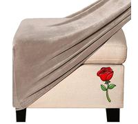 Jacquard Velvet Ottoman Footstool Cover - Stretch Fit, Square, Rectangle, Round, Small, Large - Color: @19, Size: Square