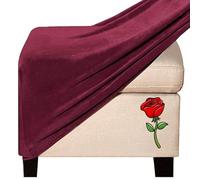 Jacquard Velvet Ottoman Footstool Cover - Stretch Fit, Square, Rectangle, Round, Small, Large - Protector Slipcover (Color: @20, Size: Square)