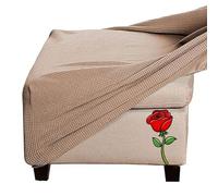 Jacquard Velvet Ottoman Footstool Cover - Stretch Fit, Square, Rectangle, Round, Small, Large - Slipcover Pouffe Protector (Color: @08, Size: Square)