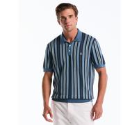 Jacquard Vertical Stripe Sweater Polo In Copen Blue