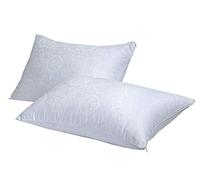 Jacquard Zipped Pillow Protectors 2 Pack White Poly Cotton Pillowcases Pair Pack 50X70 CM Zipper Encasement Pillow Covers for Hair and Skin- Hypoallergenic Anti Bug and Dust Mite