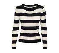 JdY Women's Jdyplum L/S O-Neck Pull. KNT Noos Knitted Jumper, Black/Stripes:w Eggnog Stripes, S