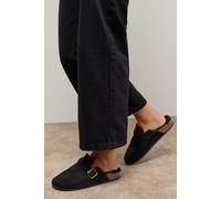 Jacqueline Faux Suede Fur Lined Closed Toe Footbeds Oasis Black 7