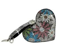 Jacqueline Kent JKKC157.HEM Flower Power Heart Purse Charm Hematite Decorative Bag Accessory 3.75 Inches