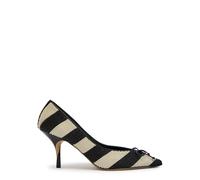 Jacquemus Les Escarpins Tourni 80 Striped Faux Raffia Pumps - Black And White