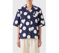 JACQUEMUS Marin Short-Sleeved Cotton Shirt with Heart Print - Size: 38 - female