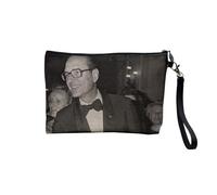 Jacques Chirac President France Vintage Photo Retro Linen Make-Up Bag Linen Look Toiletry Bag Coin Purse, Costume., 23.5 x 15 cm, Makeup Bag