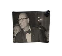 Jacques Chirac President France Vintage Photo Retro Linen Make-Up Bag Linen Look Toiletry Bag Coin Purse, Costume., 15 x 10 cm, Makeup Bag