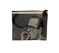 Jacques Chirac President France Vintage Photo Retro Linen Make-Up Bag Linen Look Toiletry Bag Coin Purse, Vintage., 15 x 10 cm, Makeup Bag
