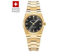 Jacques du Manoir Black Dial Gold Plated Bracelet Watch