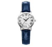 Jacques Du Manoir Genesis Ladies Watch Stainless Steel 28mm Blue Leather Strap 5 Bar Silver Dial Roman Indices JWL04902