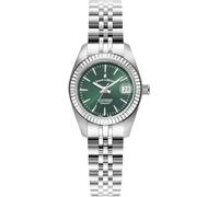 Jacques Du Manoir Inspiration Classic Women's Watch, Stainless Steel, 26.5 mm, Stainless Steel Bracelet, Silver, 5 Bar, Green Dial, Date Display, JWL02103