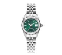 Jacques Du Manoir Inspiration Classic Women's Watch, Stainless Steel, 26.5 mm, Stainless Steel Bracelet, Silver, 5 Bar, Green Dial, Date Display, JWL02103