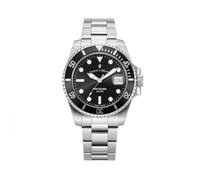Jacques Du Manoir Pro Scuba, Men's Diving Watch, Quartz, Analogue, Stainless Steel, 43 mm, Stainless Steel Strap, Silver, 20 Bar, Dial Colour: Black, Date Display, JWG02801