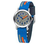 JACQUES FAREL KPS 201 Children's Analogue Quartz Watch with Fabric Strap Blue Orange Grey, blue, Strap