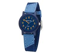 JACQUES FAREL Eco Children's Watch Boys Analogue Quartz with Textile Strap Made of Organic Cotton Dark Blue Light Blue Sustainable Climate Neutral ORG 1467, blue