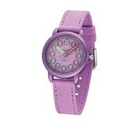 JACQUES FAREL Educational Watch Eco Children's Watch Girls Analogue Quartz with Textile Strap Made of Organic Cotton Purple Sustainable ORGT 1112, Purple, Strap.