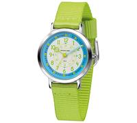 JACQUES FAREL Happy Learning KOP 05 Children's Analogue Quartz Watch with Textile Strap, Green, Strap.