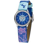 JACQUES FAREL HCC 338 Children's Watch Horse Stars Purple Blue Analogue Quartz Metal Faux Leather, blue, Strap.
