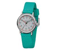 JACQUES FAREL KCF 012 Girls' Watch Fabric Strap Extra Soft Turquoise Green Metal Girls Quartz Analogue, turquoise, Strap