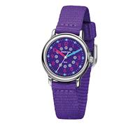 JACQUES FAREL KCF 089 Kids Watch Children's Learning Analogue Quartz with Fabric Strap Extra Soft Purple, Classic