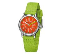 JACQUES FAREL KCF 090 Kids Children's Learning Watch for Girls and Boys Analogue Quartz with Textile Strap Extra Soft Light Green Orange, Green, Classic