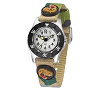 JACQUES FAREL KWD 4111 Children's Watch T-Rex Camouflage Textile Strap Rotating Ring Analogue Quartz, beige, Strap.