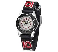JACQUES FAREL KWD 5000 Children's Boys' Football Textile Strap Black Rotating Ring Analogue Quartz Watch, black, Strap