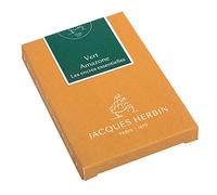 Jacques Herbin - Ref 11037JT - Ink Cartridges for Fountain Pens & Rollerball Pens - International Size - Vert Amazone/Amazon Green - Box of 7 Cartridges Prestige Collection
