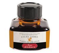 Jacques Herbin 13756T - Flacon d'encre parfumée ''Les subtiles'' Pour stylo-Plumes et stylos Roller 30 ml, Encre Ambre et Parfum Orange. Fabriqué en France