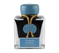 Jacques Herbin 15014JT - Un flacon d'encre pailletée d'or 1670 Pour stylo-Plume, Roller, Plume de verre et Porte-Plume. 50 ml, Turquoise de Perse