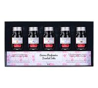 Jacques Herbin 18700T - A set of 5 bottles of 10 ml scented ink for fountain pens and rollerball pens, assorted colours and fragrances. Made in France.
