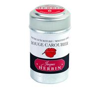 Jacques Herbin 20122T - A box of 6 ink cartridges for fountain pens and rollerball pens (packaging-free product - zero-waste objective), Rouge Caroubier