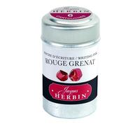 Jacques Herbin 20129T - A box of 6 ink cartridges for fountain pens and rollerball pens (packaging-free product - zero-waste objective), - Rouge Grenat