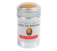 Jacques Herbin 20141T - A box of 6 ink cartridges for fountain pens and rollerball pens (packaging-free product - zero-waste objective), Ambre De Birmanie