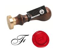 Jacques Herbin 40106T - A Round Seal with Varnished Wooden Handle - Copperplate - The Letter F - Manufactured in France - Creative Art Tool - Wax Stamp
