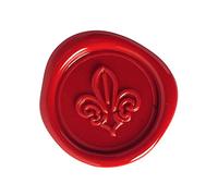 Jacques Herbin 45250T- A traditional wax stamping set - including 2 red kings wax wicks, a varnished wooden handle, instructions and a seal - Lily Symbol