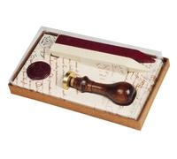 Jacques Herbin 46001T - A traditional wax stamping set including 2 wax sticks - Red and Ivory colour - A Varnished Wooden Handle and One Seal - Lily Symbol