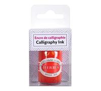 Jacques Herbin - Ref 12420T - Pigmented Calligraphy Ink - Red Colour - Suitable for Fountain Pens, Rollerball Pens, Felt Tips, Brushes & Quills - 15ml Testing Bottle
