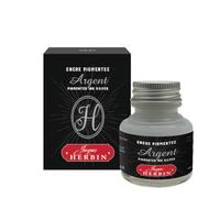 Jacques Herbin - Ref 13505T - Pigmented Ink for Fountain Pens or Quills - Pigmented Silver Ink - 30ml Bottle - Resistant to Light & Humidity, Suitable for Use with Dark Paper