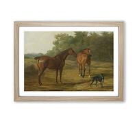 Jacques-Laurent Agasse Horses and Hound Framed Print | A2 Oak Framed Wall Art | Ready to Hang | Modern Animal Picture | Living Room Bedroom Lounge Office