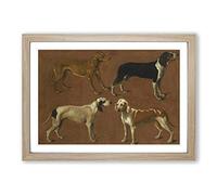 Jacques-Laurent Agasse Hounds Framed Print | A2 Oak Framed Wall Art | Ready to Hang | Modern Nature Picture | Living Room Bedroom Lounge Office