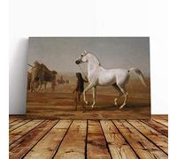 Jacques-Laurent Agasse The Wellesley Grey Arabian Canvas Print | Gallery Wrapped 30mm Frame Wall Art | 30x20 inches | Ready to Hang | Modern Picture | Living Room Bedroom Lounge Office