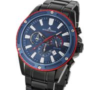 JACQUES LEMANS Men's Quartz Analog Watch with Stainless Steel Strap mid-39599, Black/White
